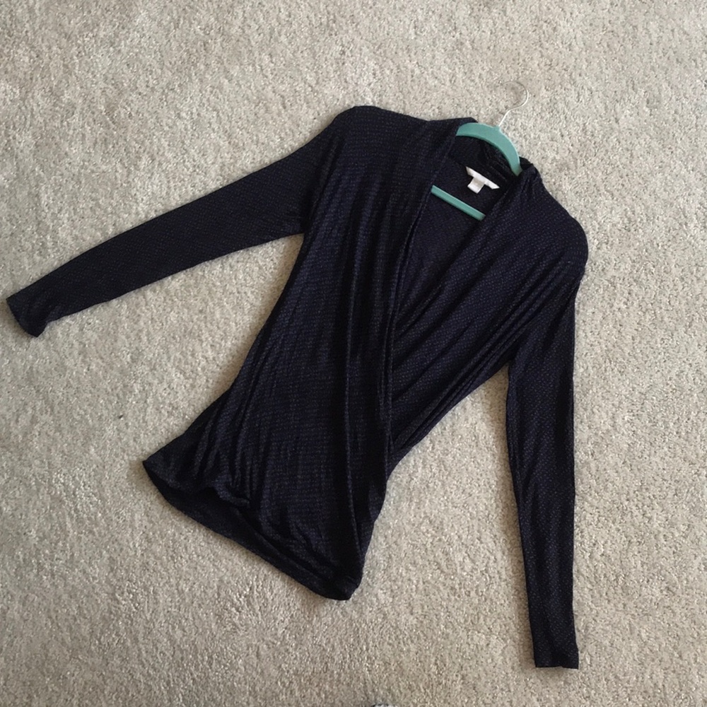 Long Sleeve Black/Purple Wrap Knit Shirt
